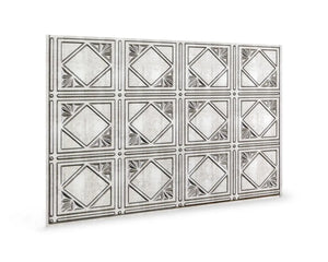Innovera 18.5 in. x 24.3 in. Artnouvo Decor Backsplash Panels in Crosshatch Silver - Wall-Panels