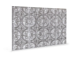 Innovera 18.5 in. x 24.3 in. Empire Decor Backsplash Panels in Crosshatch Silver - Wall-Panels